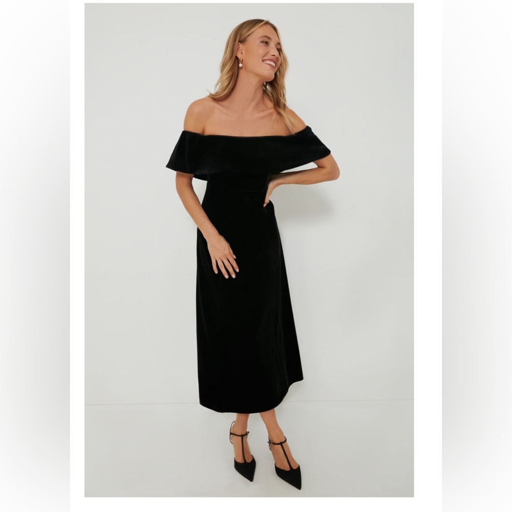 Pomander Place Black Velvet Off The Shoulder Elise Dress